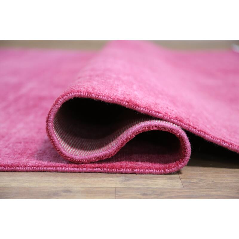 Hand Knotted Oriental 100% Wool Carpet Modern Solid Pink Gabbeh Area Rug - 12' 2'' X 9' 2''