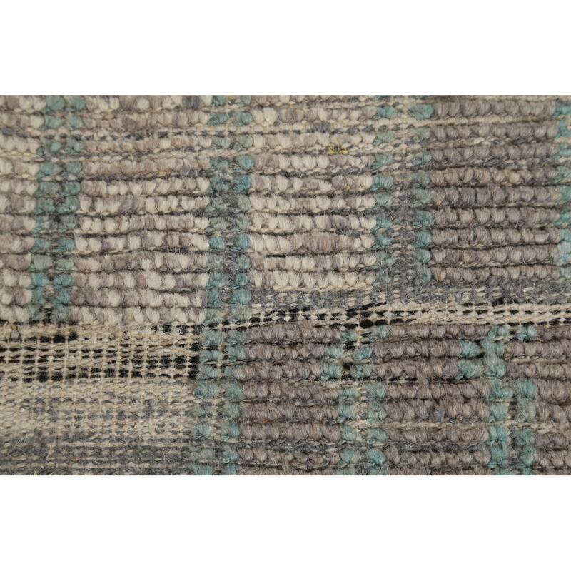 Moroccan Oriental Area Rug Handmade Grey Wool Carpet - 5'10"x 9'5"