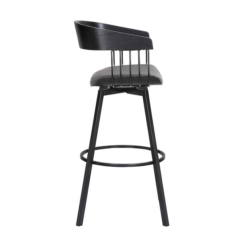 Athena Wood and Metal Upholstered Bar or Counter Swivel Stool