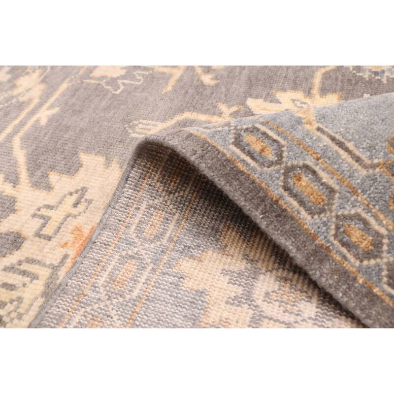 ECARPETGALLERY Hand-knotted Modern Oushak Dark Grey Wool Rug - 8'1 x 9'11