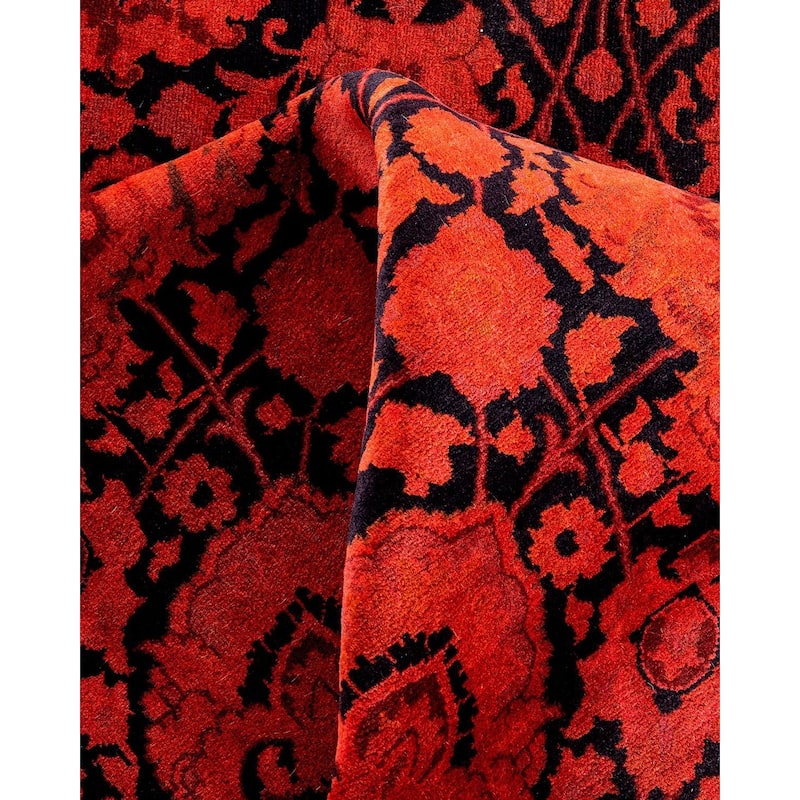Fine Vibrance, One-of-a-Kind Hand-Knotted Area Rug - Orange, 6' 1" x 6' 1" - 6' 1" x 6' 1"