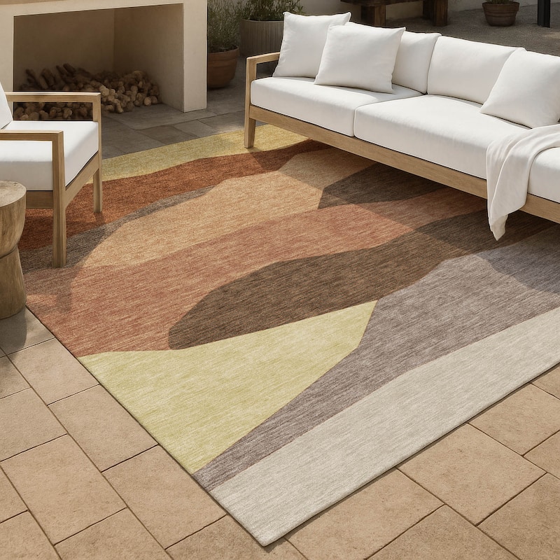 Machine Washable Indoor/ Outdoor Modern Dacono Chantille Rug - Paprika - 10' x 14'