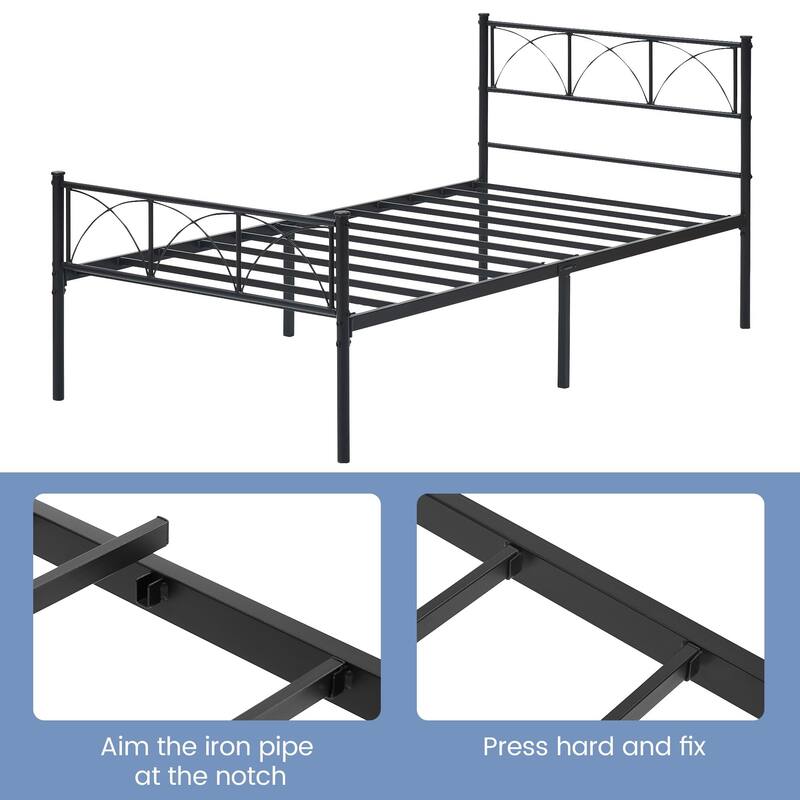 14 Inch Bed Frame with Headboard and Footboard
