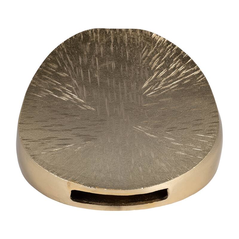 Metal Etched Textured Surface Oval Vase - Gold, 8"