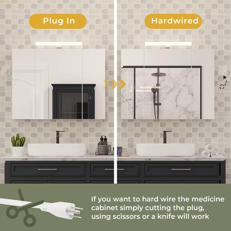 Lighted Medicine Cabinet Bathroom Wall Mounted Storage Doors