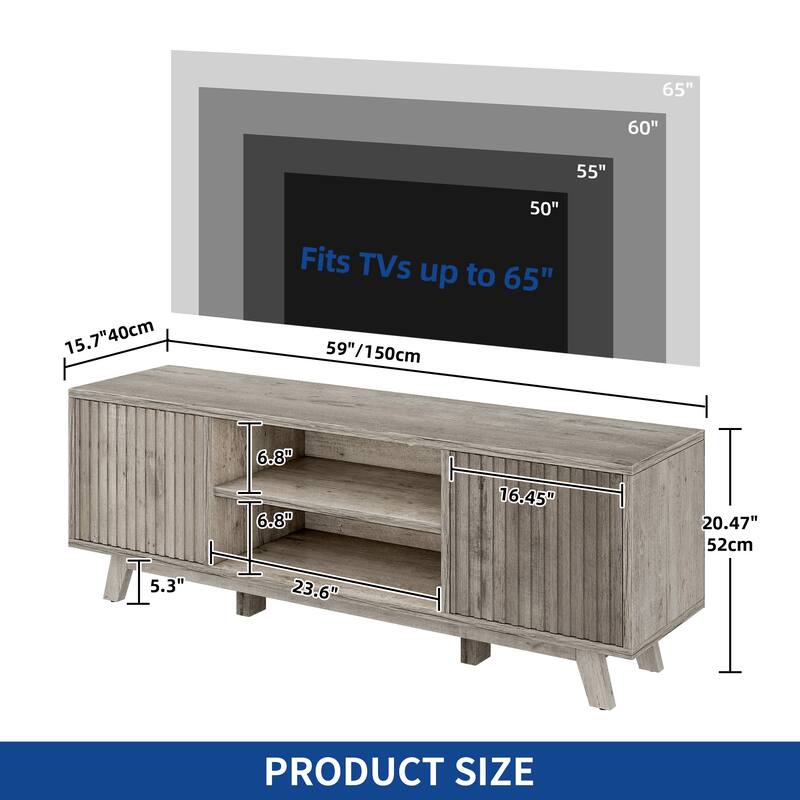 Moasis 59" Mid-Century LED Lighting TV Stand Media Console Entertainment Center for TVs up to 65 Inch