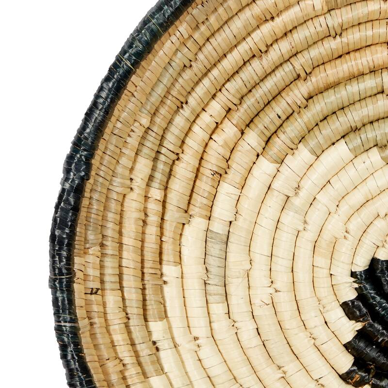 Seagrass Plate Handmade Spiral Basket Home Wall Decor - Set of 3 Black - Roche River Decor