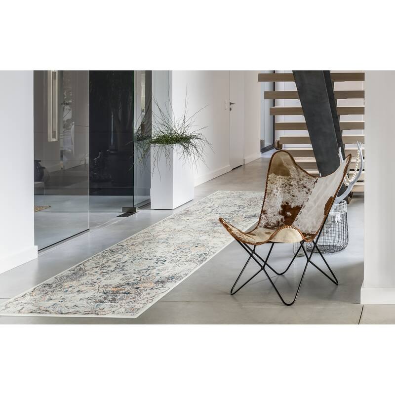 Alora Decor Lavish Rustic Blue Polypropylene/Polyester Area Rug - 2'7" x 8'