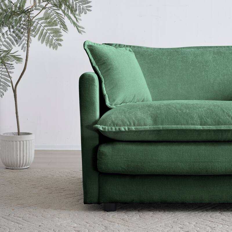 Modular L-Shaped Sectional Sofa, 5-Seater Chenille Upholstered Convertible Couch with 1 Ottoman