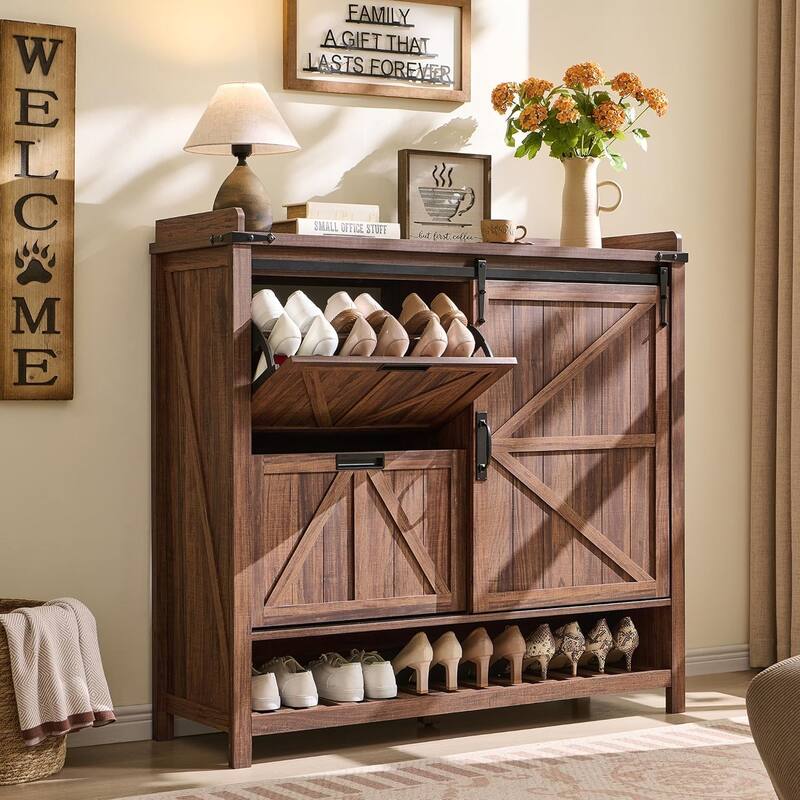 Farmhouse Shoe Storage Cabinet, Shoe Organizer, Shoe Rack Cabinet