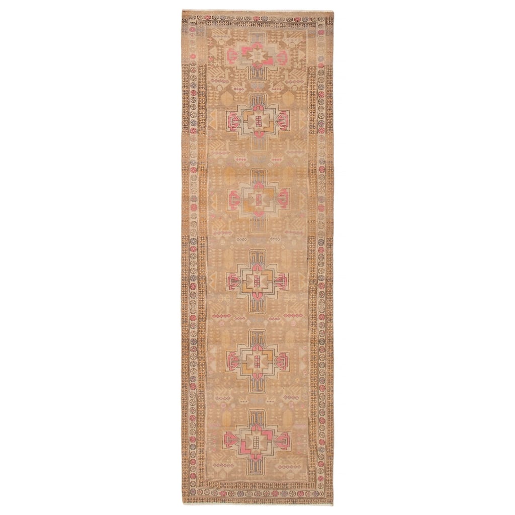 ECARPETGALLERY Hand-knotted Antalya Vintage Brown Wool Rug - 3'1 x 10'0