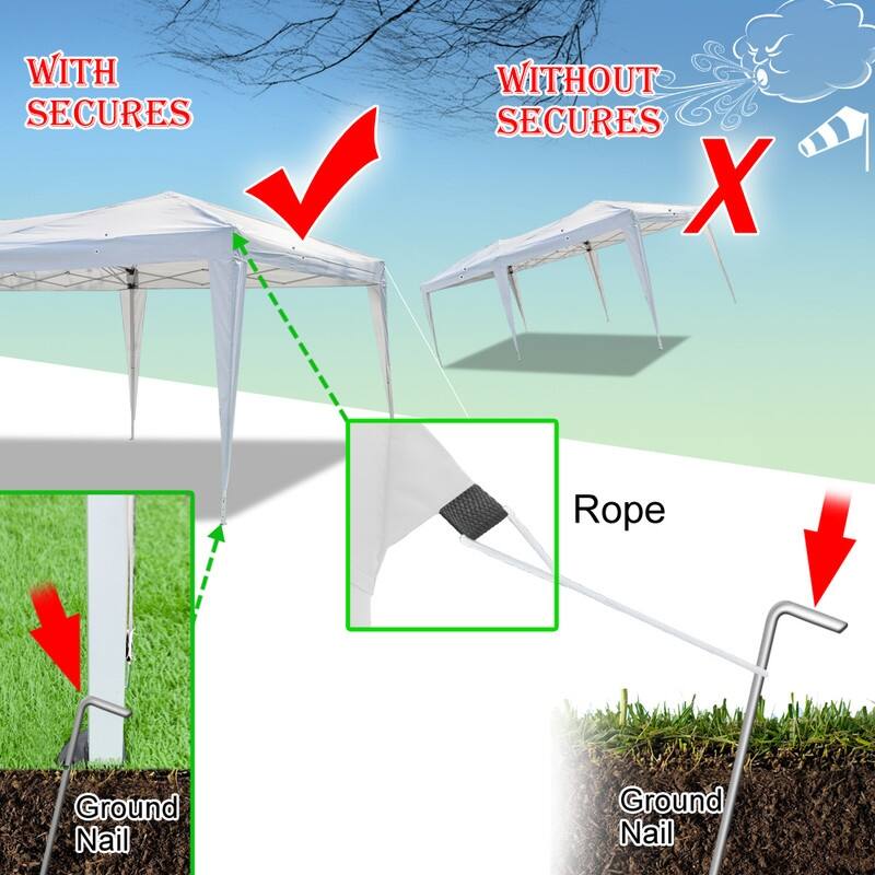 20x10FT Four Windows and Two Doors Practical Waterproof Folding Tent White