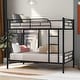 preview thumbnail 18 of 43, Twin Over Twin Metal Bunk Bed with Ladder Black
