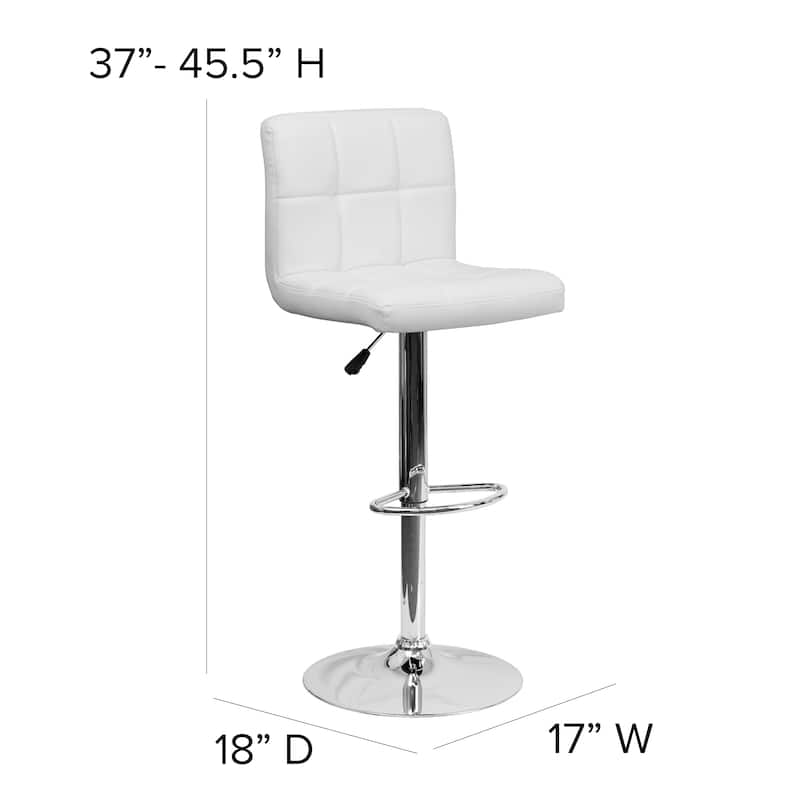 Contemporary Quilted Vinyl Adjustable Height Barstool with Chrome Base