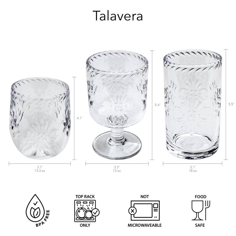 Abode Homewares Talavera Acrylic Wine Glass - 13 oz - Set of 6