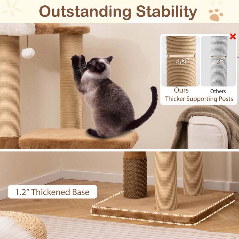 Costway 44" Cat Tree for Indoor with Plush Padded Perch Scratching - See Details