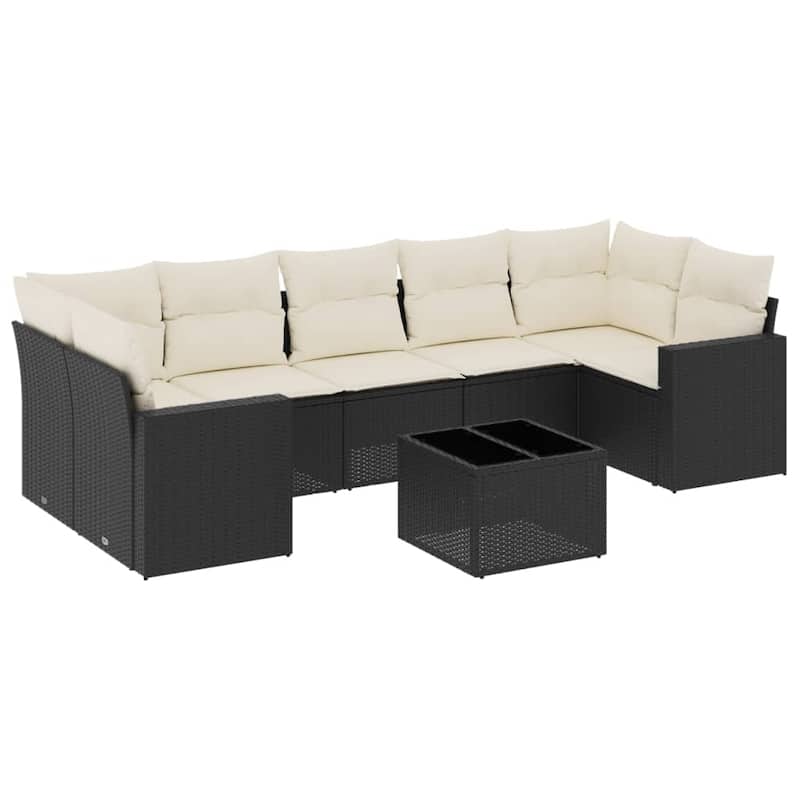 vidaXL Patio Sofa Set with Cushions Outdoor Furniture 8 Piece Poly Rattan - 21.7 x 21.7 x 14.6