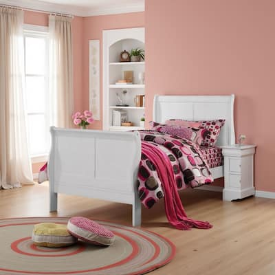 Sophisticated Contemporary Style Twin Size Sleigh Bed, White