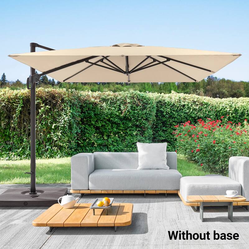 BONOSUKI 10x10FT Cantilever Patio Umbrella Infinite Angle Adjustment - Beige