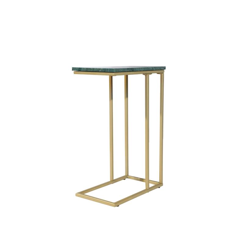 Marble "C" Table For Living Room Set Of 1 With Metal Frame-24 Inch Height