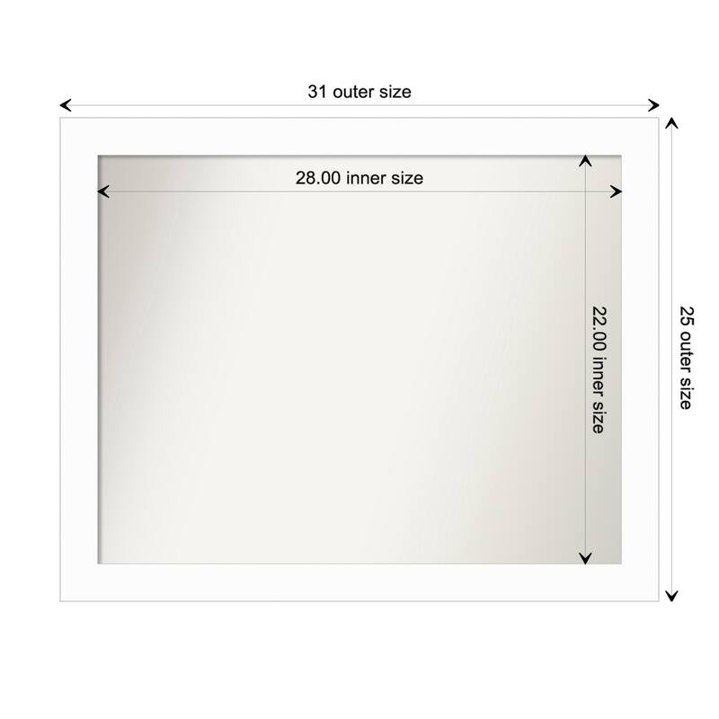 Basic Narrow Non-Beveled Wood Framed Wall Mirror - Basic White Narrow - Glass Size 28x22