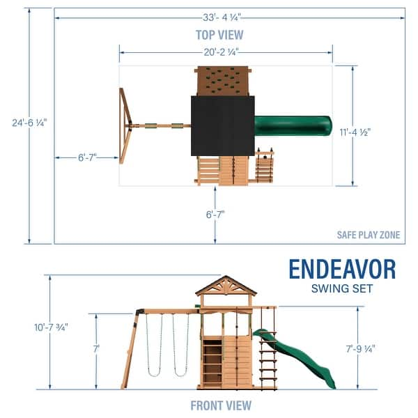 dimension image slide 1 of 3, Backyard Discovery Endeavor Cedar Wood Swing Set, Slide, Play Deck