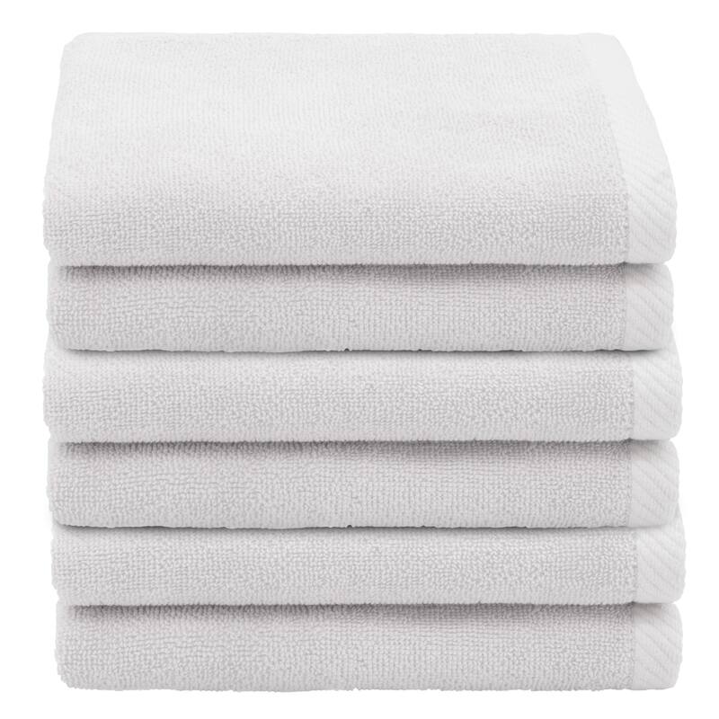 Authentic Hotel and Spa 100% Turkish Cotton Ediree Fingertip Towels - Set of 6 - Silver