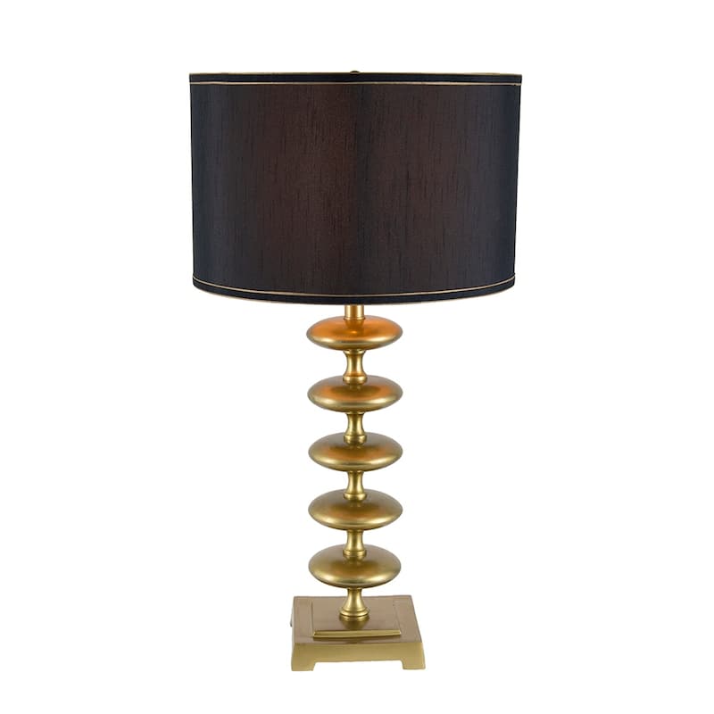 16x16x29.8" Gold and Black Table Lamp with Contemporary Disc Design - Black+Gold