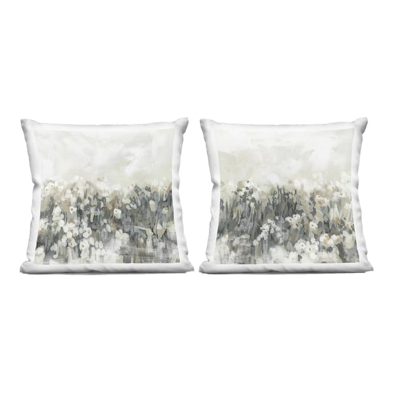 Stupell Brushed Flower Meadow Impressions Decorative Printed Throw Pillow Design by June Erica Vess (Set of 2) - Pillow Sets - Polyester - Off-White - Set of 2