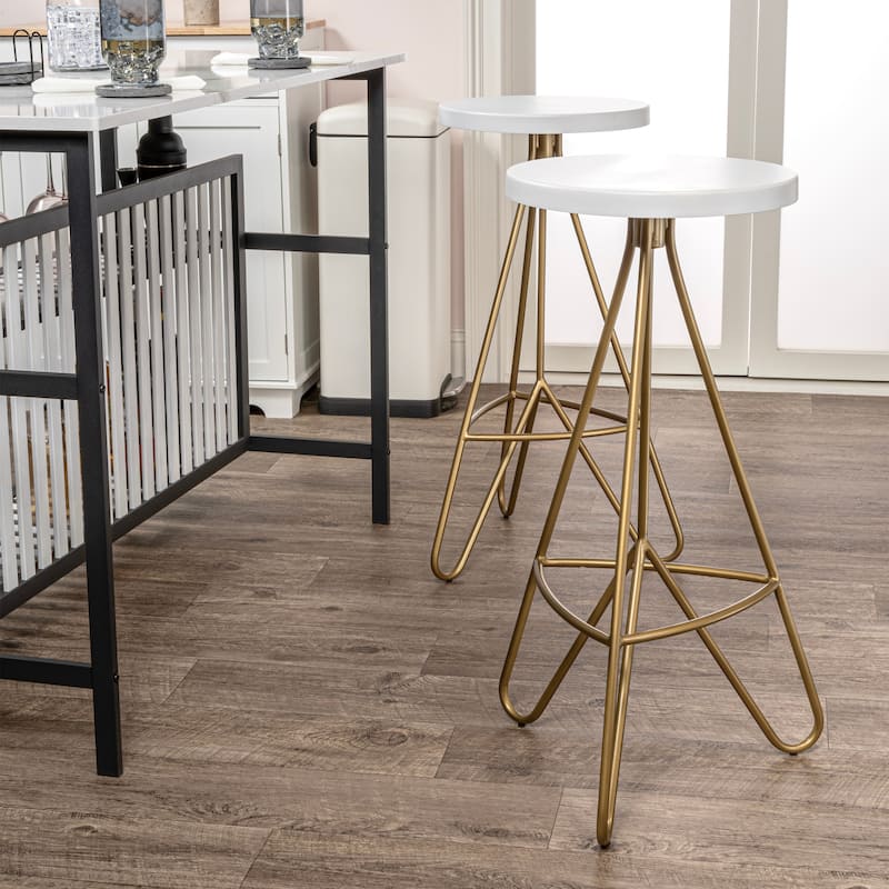 Chronos 30" Modern Industiral Iron Tripod Backless Bar Stool, by JONATHAN Y
