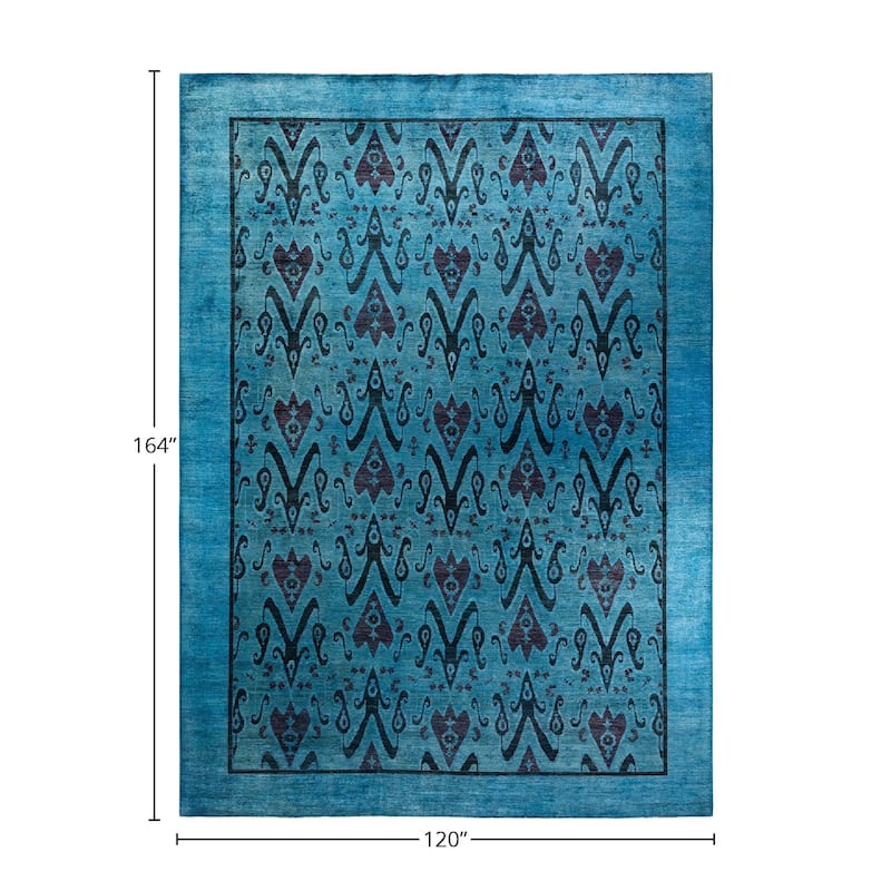 Vibrance, One-of-a-Kind Hand-Knotted Area Rug - Blue, 10' 0" x 13' 8" - 10' 0" x 13' 8"