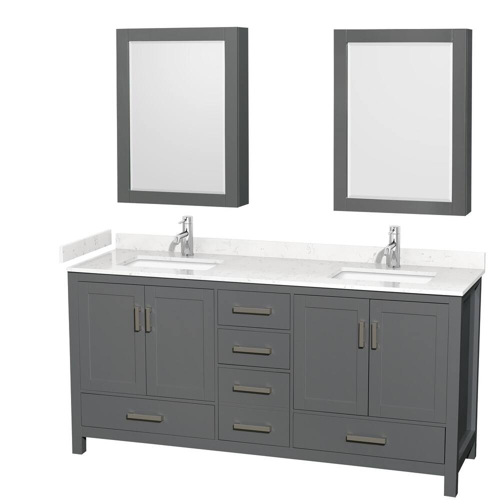 Wyndham Collection Sheffield 72" Double Bathroom Vanity, Carrara