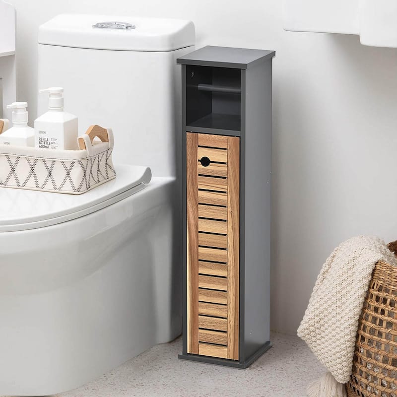 Toilet Paper Storage Cabinet with Dispenser Toilet Organizer - 7.2'L x 7.2"W x 29.9"H - Elements Brown/Gray