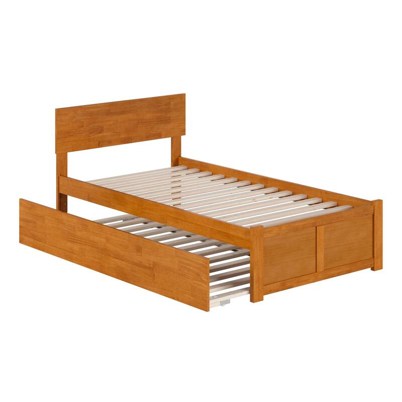 Orlando Platform Bed with Footboard and Twin Trundle Bed