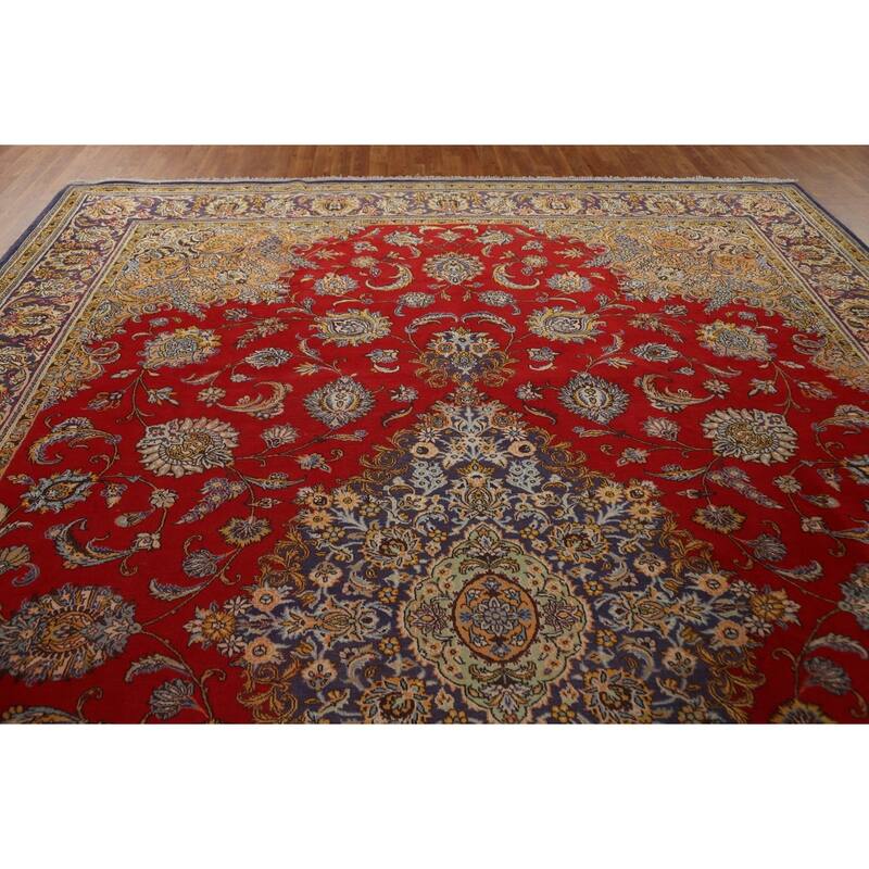 Traditional Floral Shahreza Persian Area Rug Hand-knotted Wool Carpet - 10'4" x 13'10"