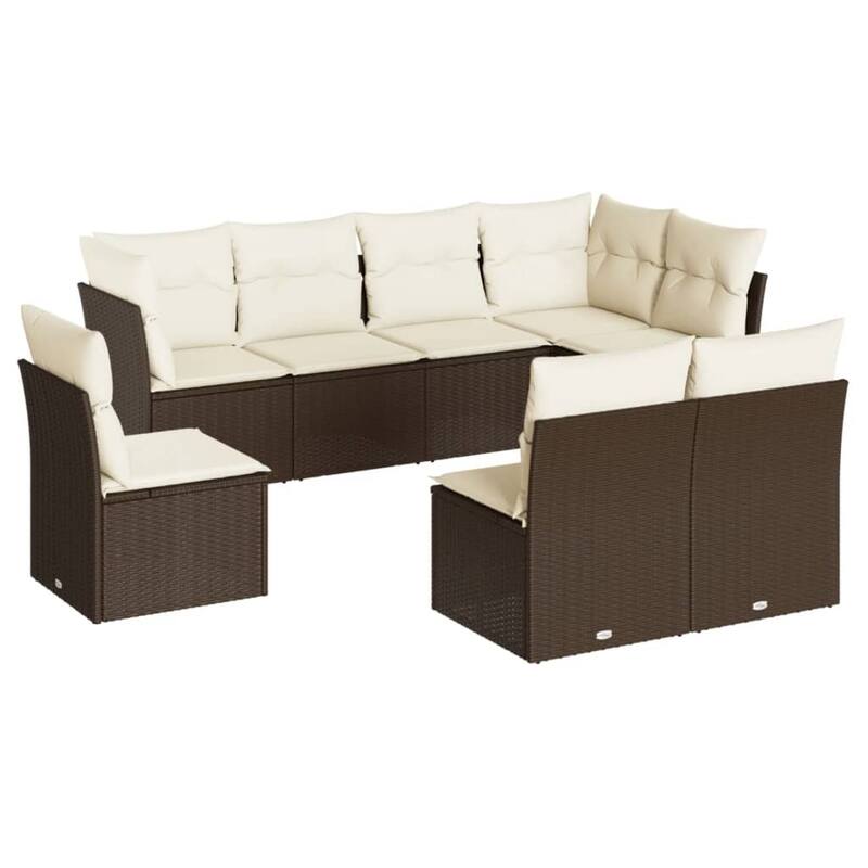 vidaXL Garden Sofa Set Brown PE Rattan Large Modular Garden Sofa Set - 24.4 x 24.4 x 27.2