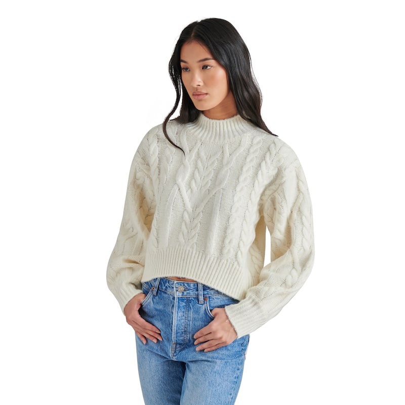 Steve Madden Marcie Cropped Cable Knit Sweater