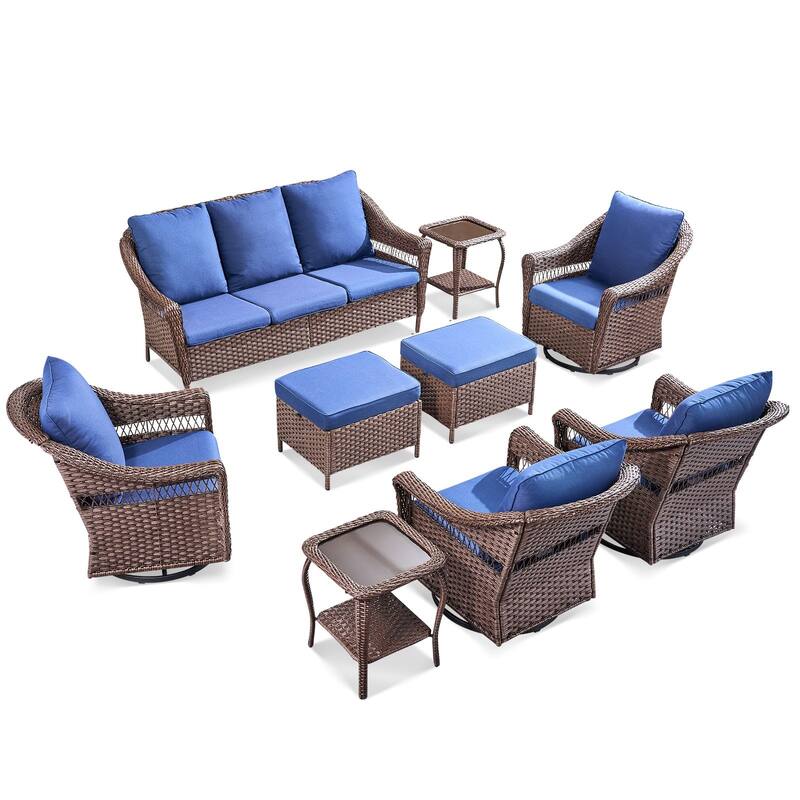 Pocassy Sofa Swivel Chair, Ottoman Patio Funiture Set