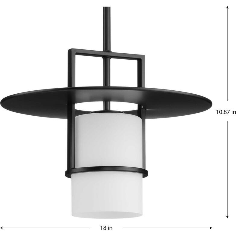 Mystic Collection One-Light Matte Black Contemporary Pendant - 14 in x 14 in x 10.87 in