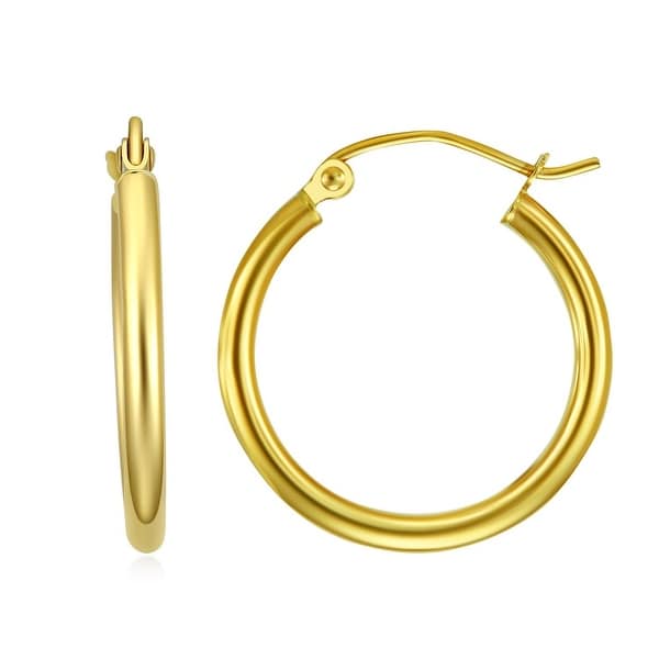 2mm x 20mm Solid 14k White Gold Hoop Earrings