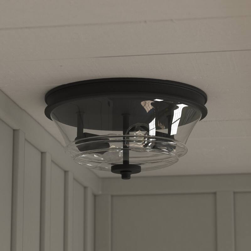 Vaxcel Toledo 13" Flush Mount Natural Brass - 13-in W x 6.5-in H x 13-in D - Matte Black - 13-in W x 6.5-in H x 13-in D