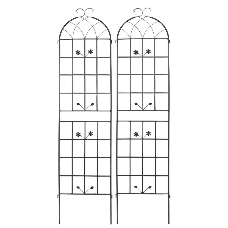 Metal Garden Trellis, 2 Pack Metal Trellis for Climbing Plants, Indoor/Outdoor Plant Trellis for Potted Plants House Plants - Black