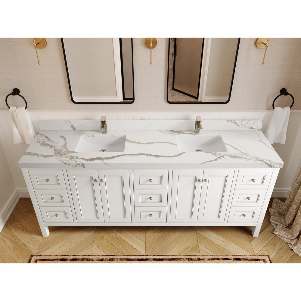 Willow Collections 84 in. W x 22 in. D Nashville Double Bowl Sink Bathroom Vanity with Countertop