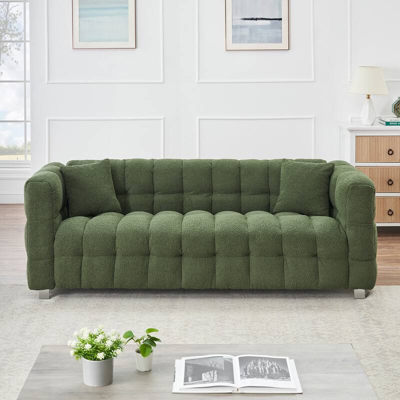 Premium 80-inch Wool Sofa with High-Density Foam Filling and Bonus Cushions