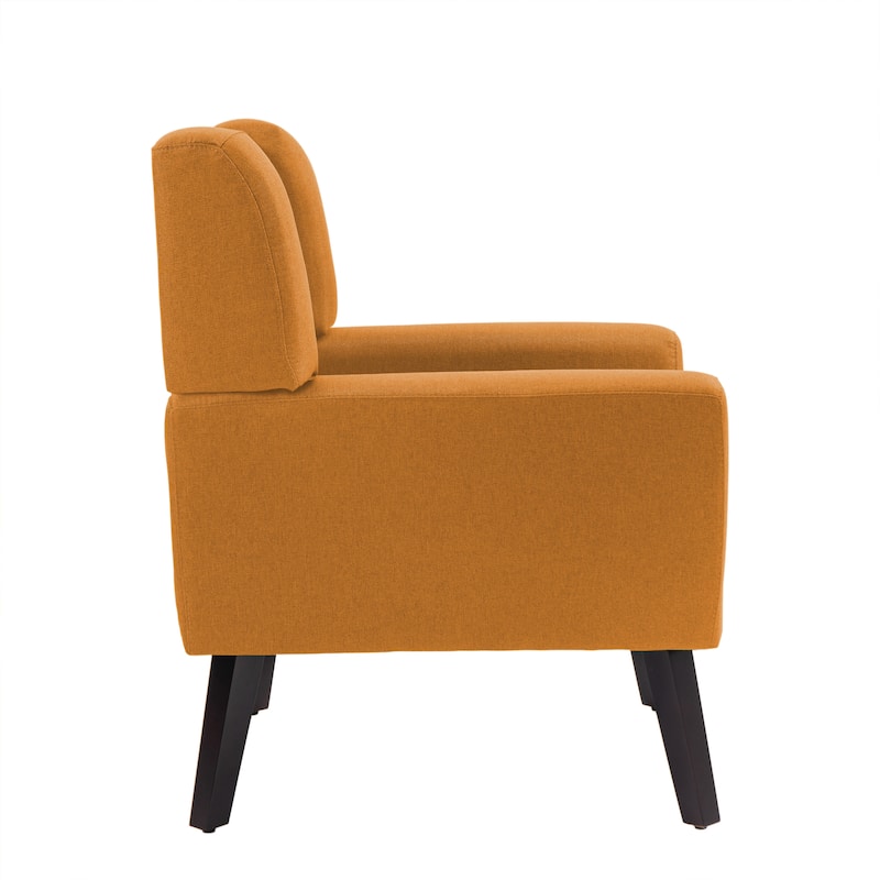 2 Set Modern Tufted Linen Upholstered Accent Chair Faux Leather Armchair