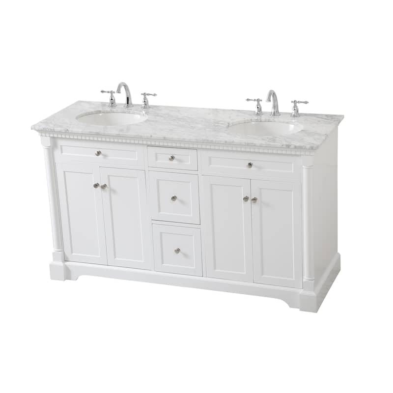 Petal 60 - 72 Inch Double Bathroom Vanity - White - 60 Inches