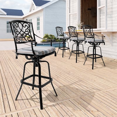 Crestlive Outdoor Patio Bar Height Swivel Bar Stool with Sunbrella Cushion