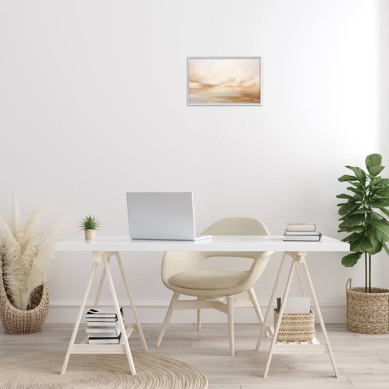 Stupell Neutral Abstract Horizon Line Framed Giclee Art Design By LSR Creative Studio