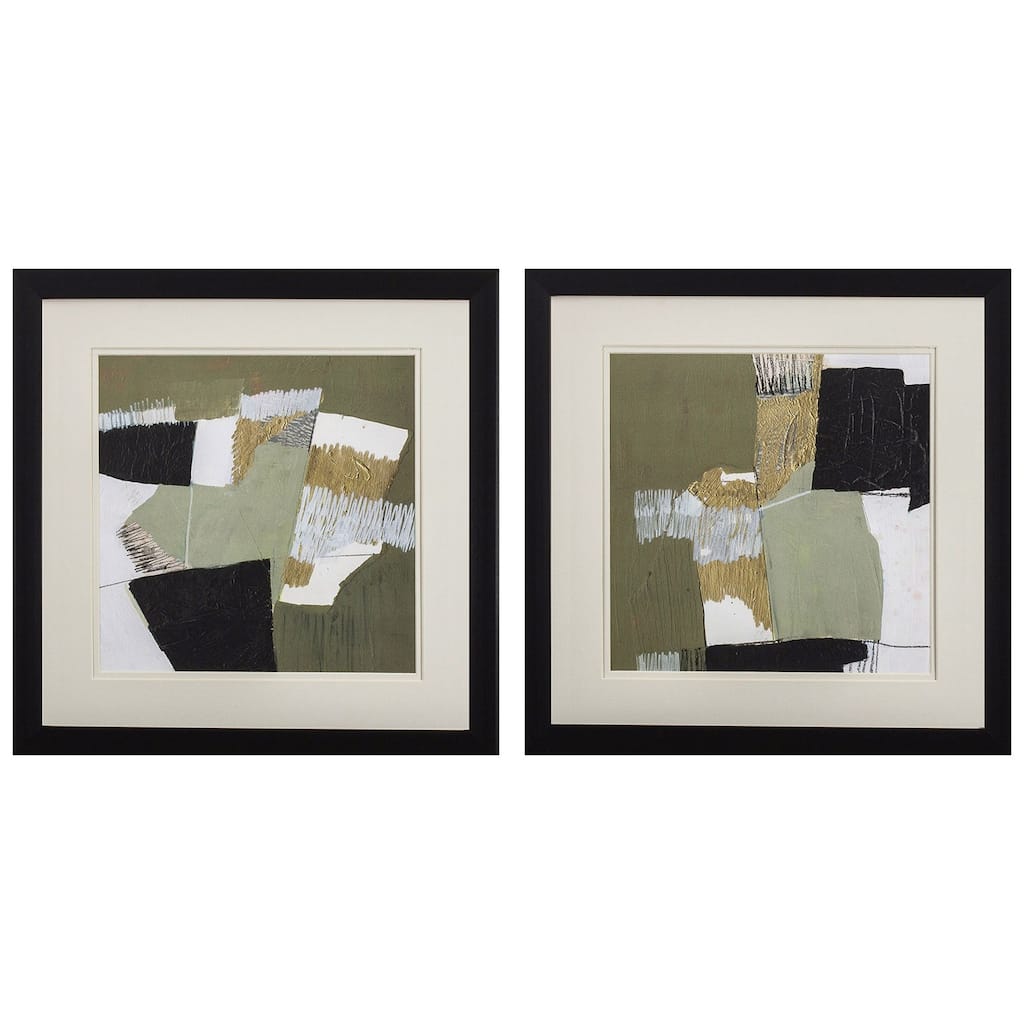 Olive Black Gold S/2 Framed Art Under glass