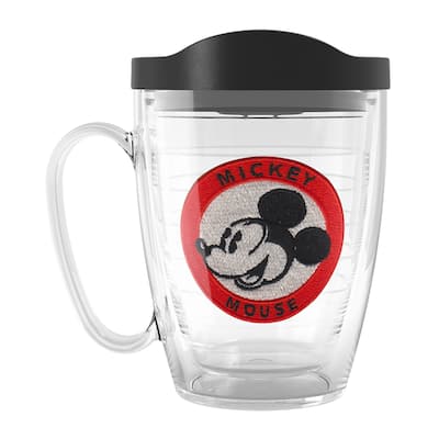Tervis Disney Foundation Collection Mickey Mouse Badge Made in USA Double Walled Insulated Travel Tumbler, Classic - 16oz Mug